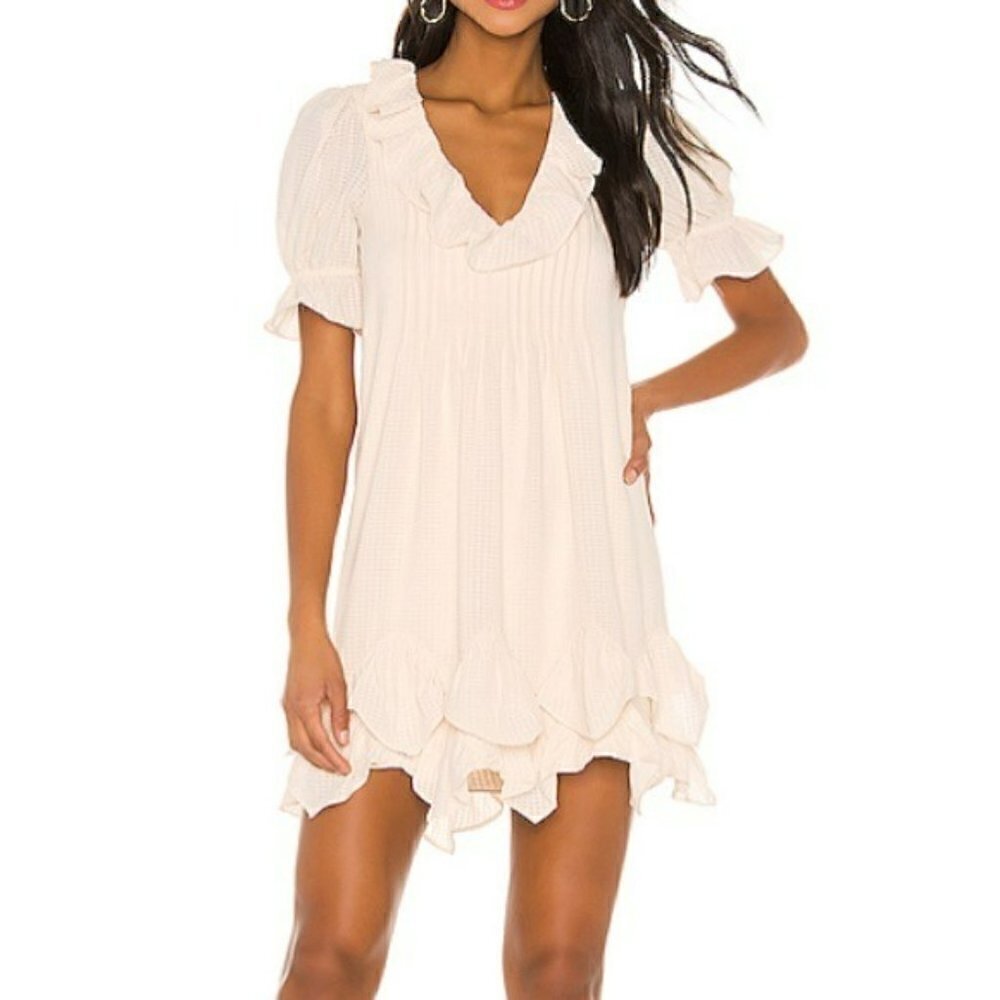 Tularosa Marjorie Dress in Creme - Ruffled Mini